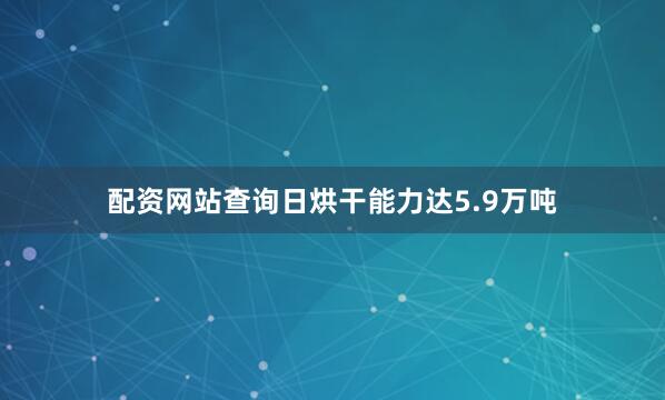 配资网站查询日烘干能力达5.9万吨